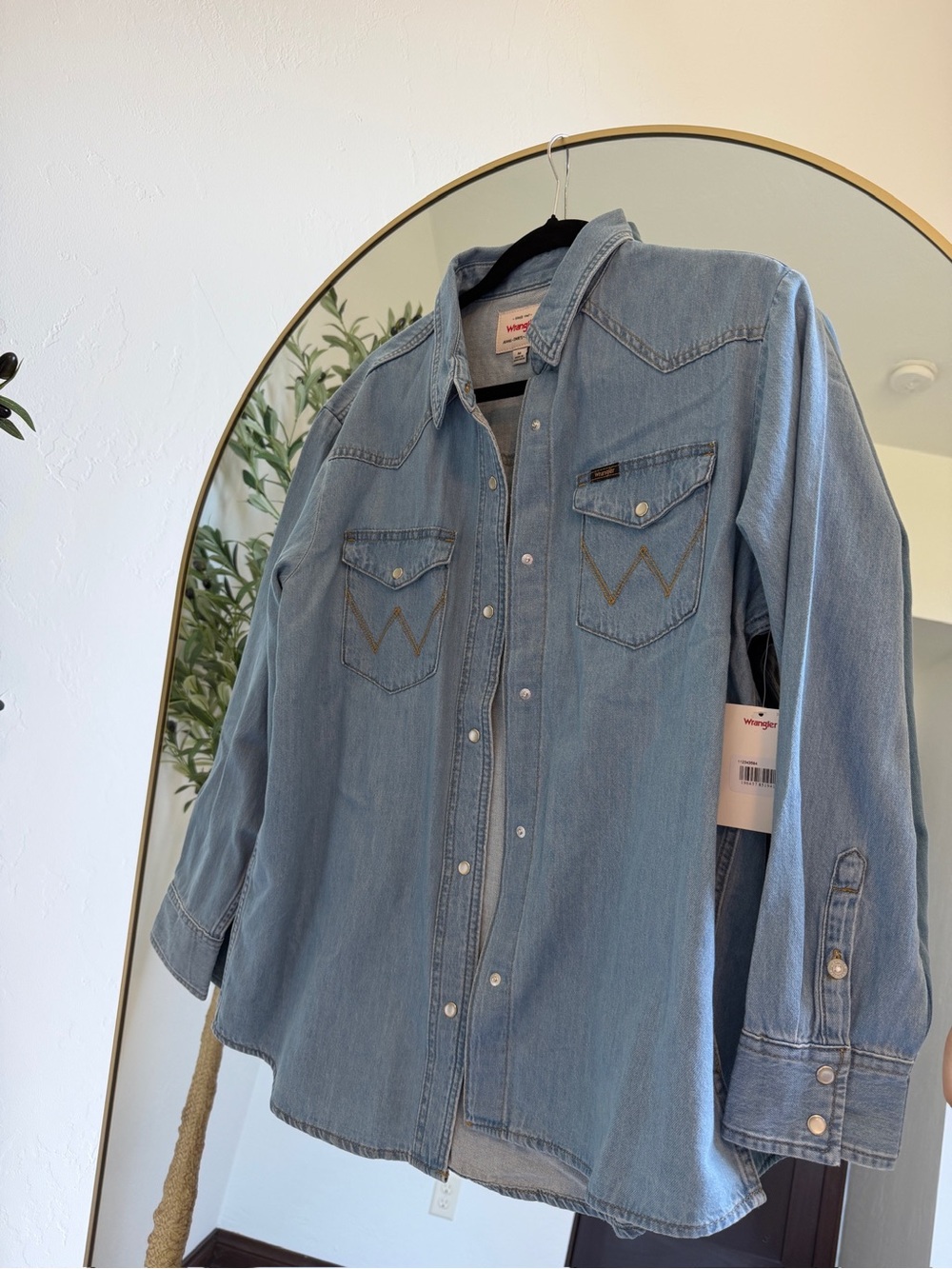 Wrangler Light Blue Denim Button-Up Shirt